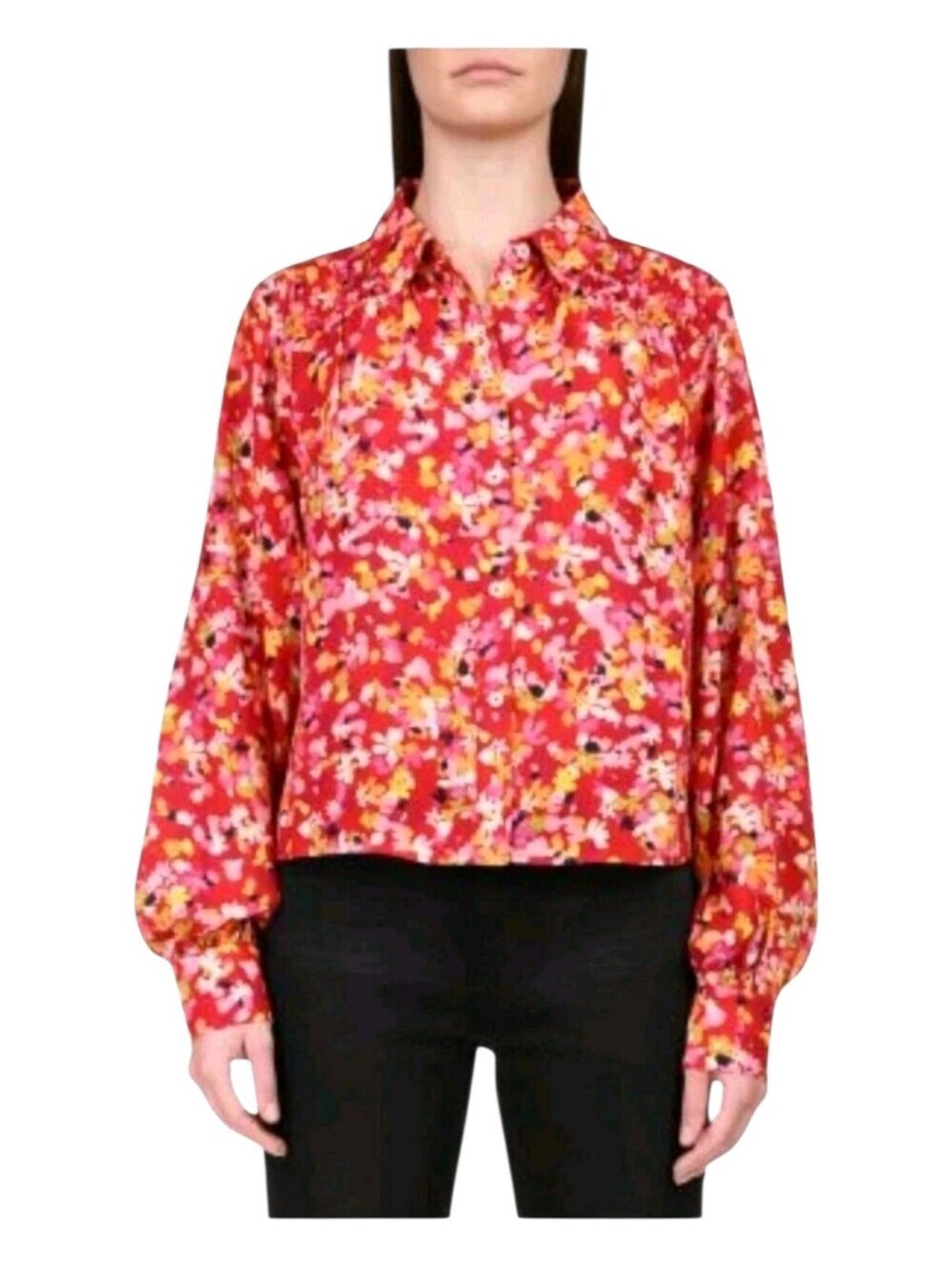 Sanctuary Womens Colorful New Day Floral Print Button Up Blouse Plus Size XXL